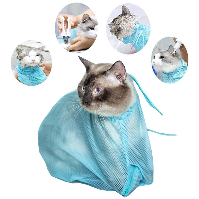 ADJUSTABLE MESH POLYESTER CAT SHOWER BAG