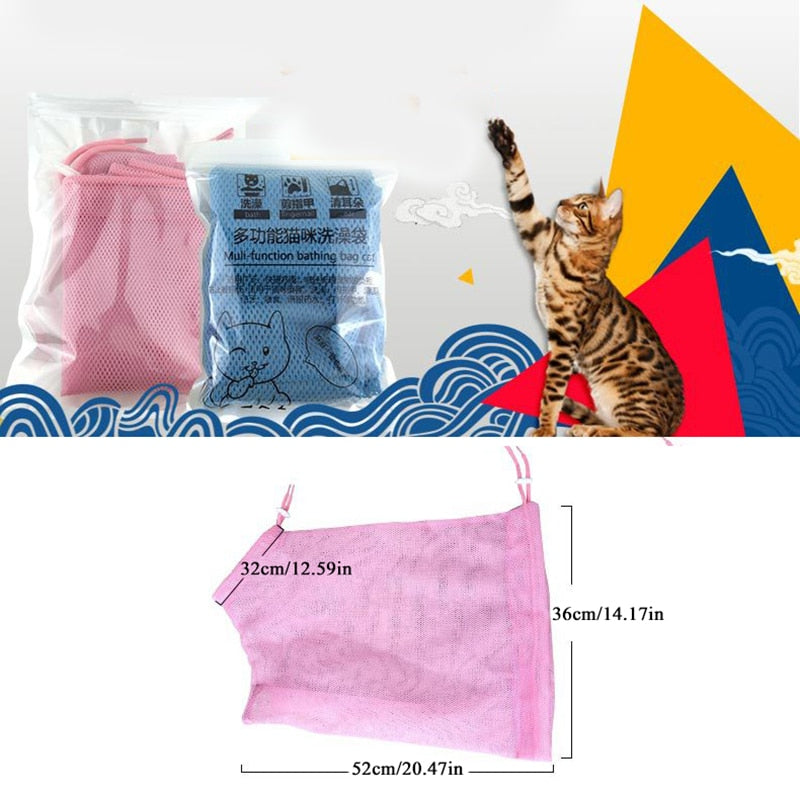 ADJUSTABLE MESH POLYESTER CAT SHOWER BAG