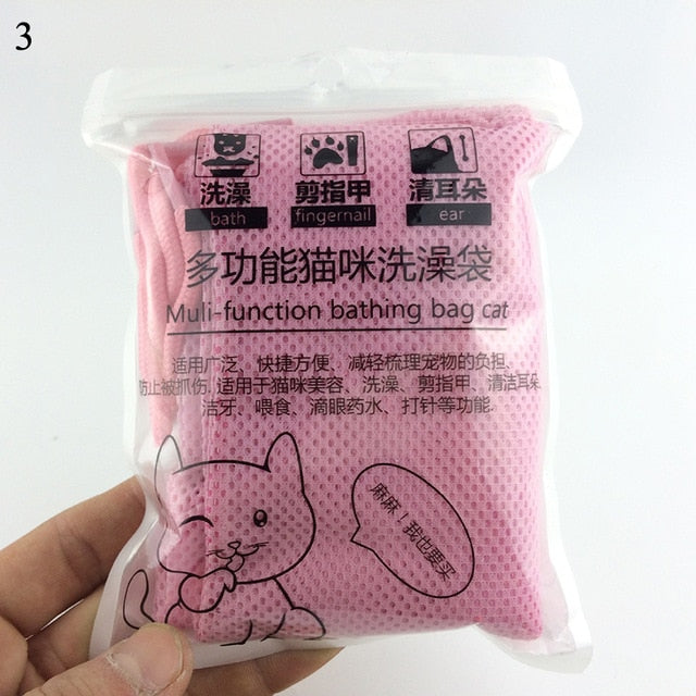 ADJUSTABLE MESH POLYESTER CAT SHOWER BAG