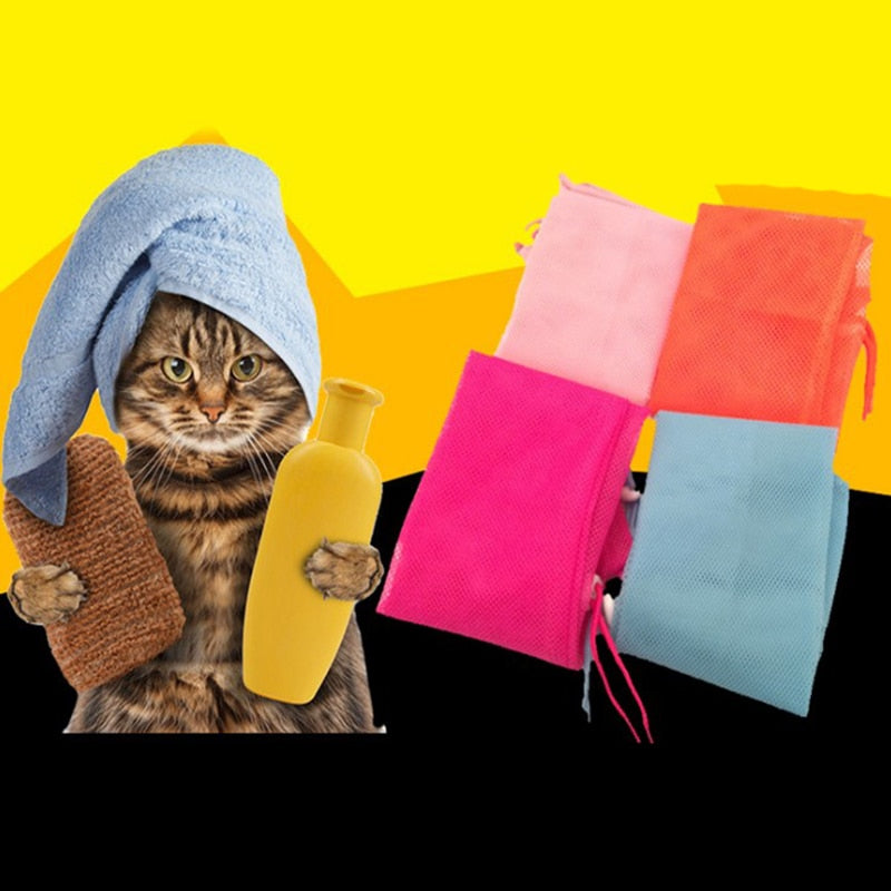 ADJUSTABLE MESH POLYESTER CAT SHOWER BAG